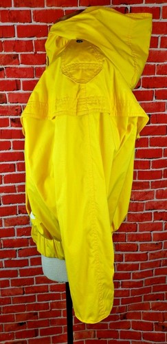Vintage Yellow Color Block Windbreaker Hoodie Oversize Jacket Women size S 1980s - Picture 4 of 12