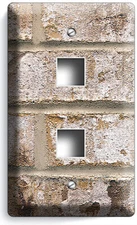 RUSTIC WEATHERED BRICK AND MORTAR STYLE LIGHT SWITCH OUTLET WALL PLATE ROOM ART
