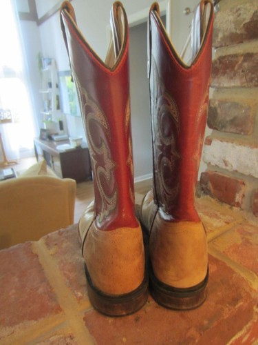Old West BBSC1941 Dark Red Leather Pull On Square Toe Cowboy Boots Boy Sz 6 D - Picture 5 of 7