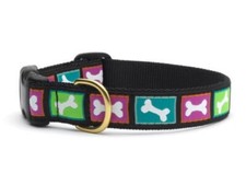 Up Country Dog Collar, Bright Bones, Adjustable, Medium 10-16", 5/8" Made in USA