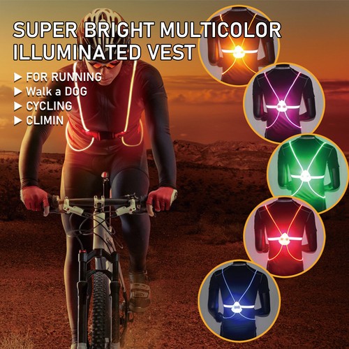 Running Safety Vest Belt Led Reflective Waistband Cycling Scooter Sports Costume - Picture 2 of 10