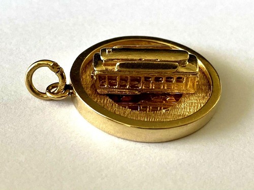 Vintage 14K Solid Yellow Gold 3D Heavy San Francisco Street Car Pendant Charm - Picture 2 of 12