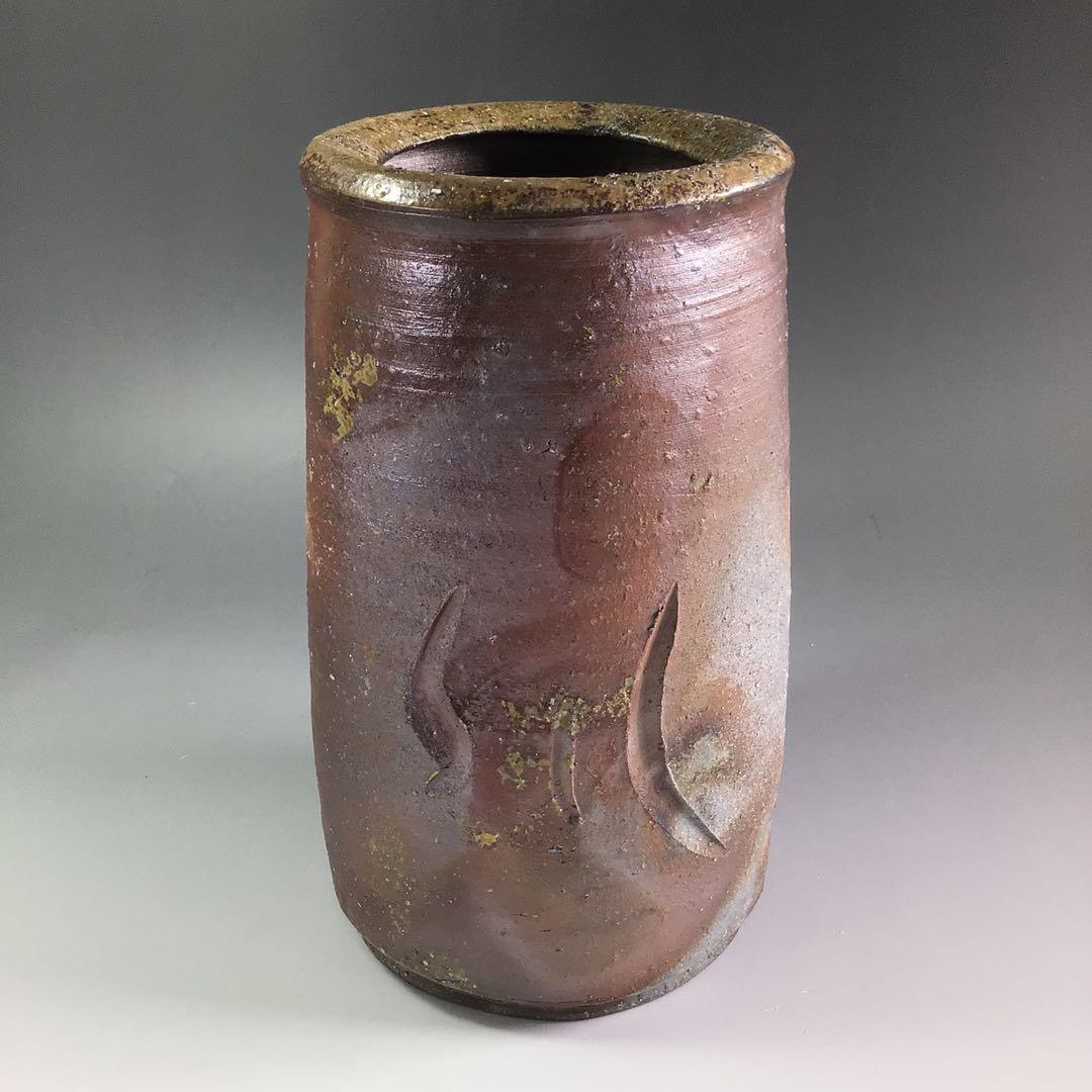 Flower Vase Bizen Ware Masahiko Nishikawa w/Box Japanese Tea