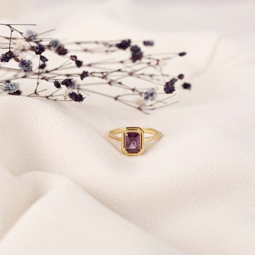 Hermoso Anillo de Amatista Natural, Anillo de Plata de Ley 92.5, Regalo Perfecto para ella - Imagen 3 de 5
