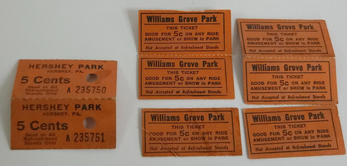 Vintage 5 Cent Hershey Park Williams Grove Tickets PA Amusement Parks - Picture 4 of 6