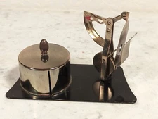 Vintage MCM Desk Brass Postage Scale Stamp Roll Holder For Desk Top Metal