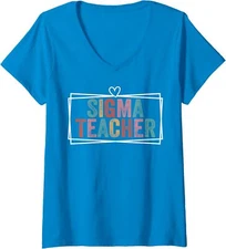 Vintage Sigma Teacher Funny Meme Lovers Sigma Cute Ladies' V-Neck Tshirt