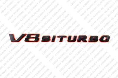 3D Gloss Black Red Fender Emblem for Mercedes-Benz AMG V8 Biturbo CLS63 E63