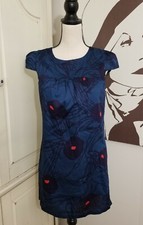 Forever 21 Dress Medium Shift Teal Floral Cap Sleeves