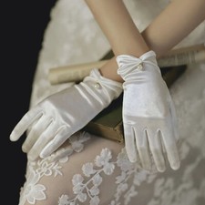 Ladies Short Wrist Gloves Smooth Satin Mittens For Party Dress Evening Wedding  