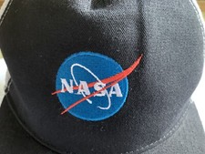 NASA Hat Cap Mens SnapBack Meatball Space Logo Embroidered Black White Mesh