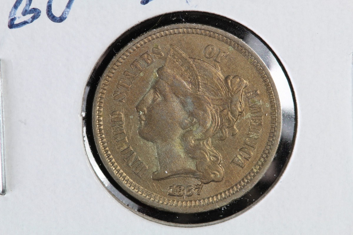 1867 Three Cent Nickel (3CN) Super Clash Die BU 3IE8 | eBay