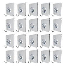 20 Pcs Waterproof Reusable Hooks Removable Picture Hangers Sticky Wall Hangers