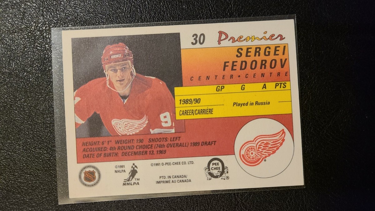 1990 91 OPC O Pee Chee Premier #30 Sergei Fedorov Rookie Detroit