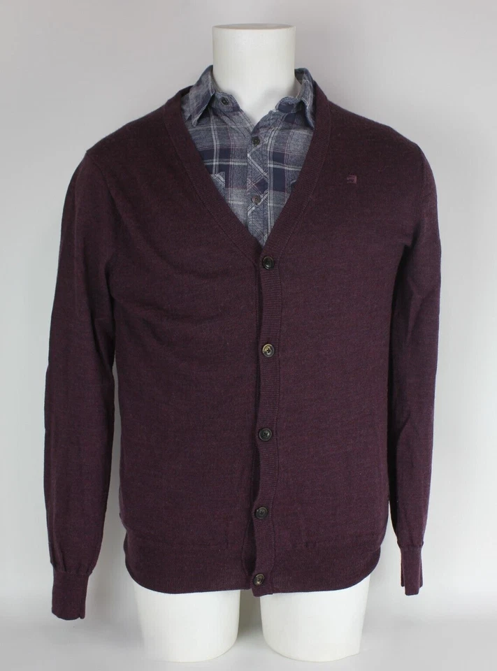 Mens Scotch & Soda Merino Wool Cardigan Size Large Burgundy Article - Image 2 of 4