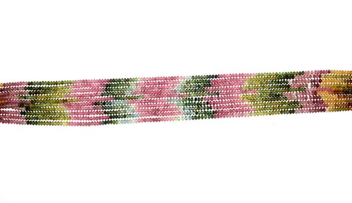 10 Perles Tourmaline Multicolore Facettées 3x2mm - Rondelles Pour Bijoux DIY - Neuf