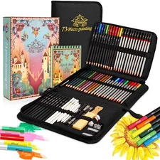 Professional Art Supplies Drawing Set 73 Pcs Drawing Kit Arts Set for Adults