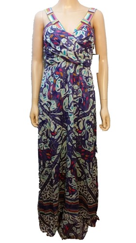 Artelier Nicole Miller Mermaid Ruffle Dress Black Multi-Color Sleeveless 12  | eBay