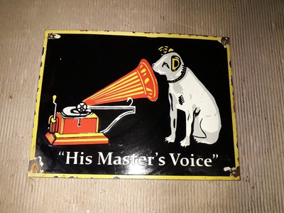 Porcelain His Master Voice Sign Size 12 X 16 Inches Ebay