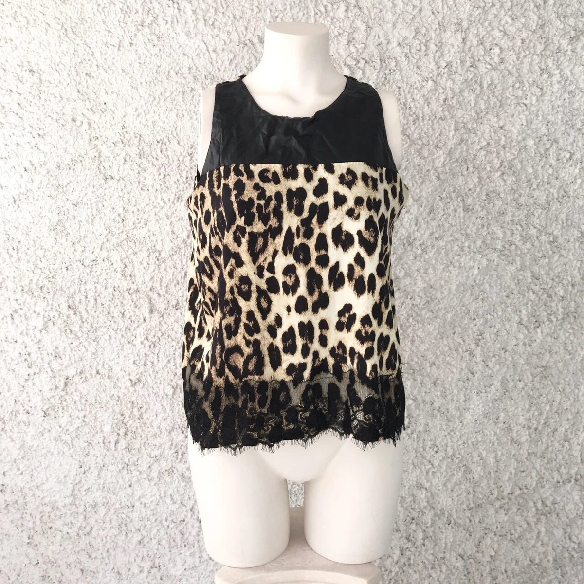 BLUSA MACULATA ANIMALIER ECOPELLE PIZZO SEXY CAMICIA CANOTTA