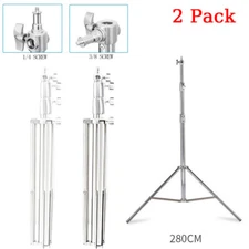 US 2Pcs 280cm Heavy Duty Light Stand Tripod Kit For Studio Flash LED Vedio Light