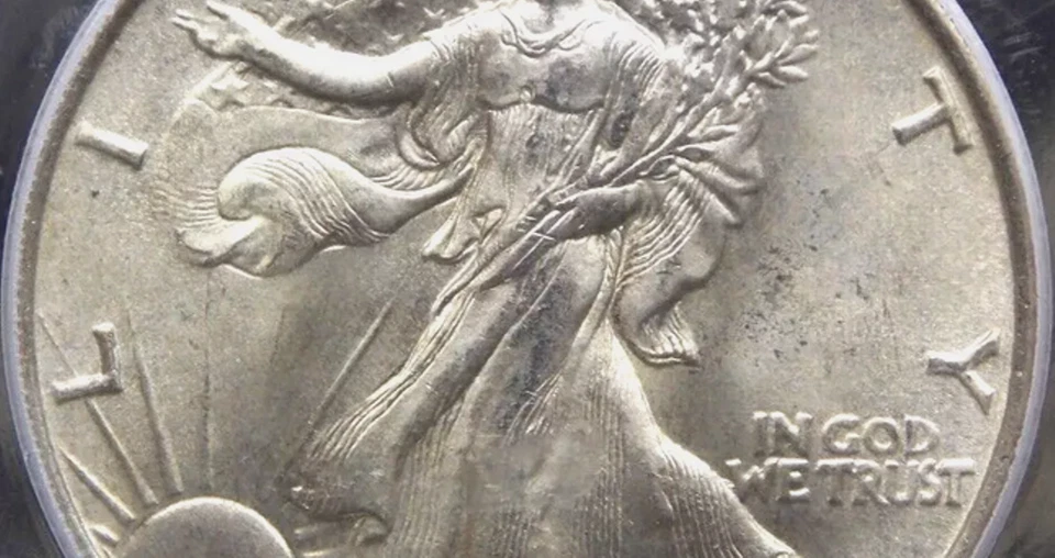 :1936-P 50C Walking Liberty Select PCGS MS64 (FSTB) Raro Explosión Blanco Alto Grado Foto 4 de 4