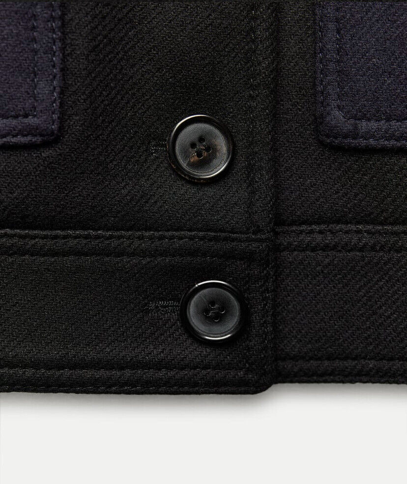NEW ZARA 2023 ZW COLLECTION CONTRAST CROP WOOL MANTECO COAT