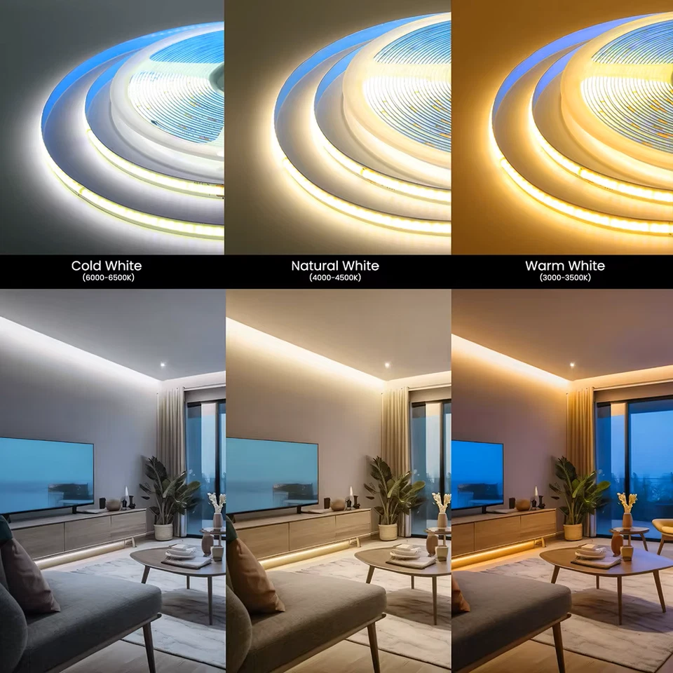 Striscia LED 220V COB 12W/m 5m 10m 15m 20m Luce Bianca SUPER LUMINOSA Adesiva - Immagine 2 di 3