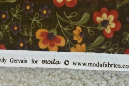 By 1/2 Yd, Red & Gold Floral on Brown Quilt Cotton, Moda, Gervais, Essence, V388 - Picture 7 of 8