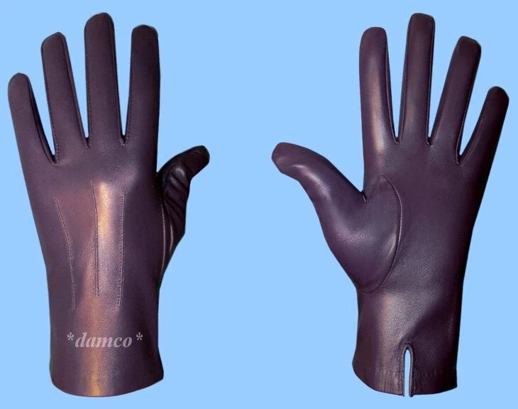Mens Gloves-Purple LEATHER DRESS GLOVES-SILK LINED GENUINE LAMBSKIN LEATHER st10