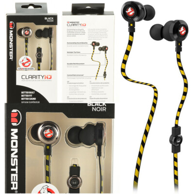 Monster Ghostbusters Clarity HD In Ear Bud Headphones Headset w/Mic - Black