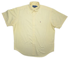 Vintage Polo Ralph Lauren Oxford Shirt Mens XL Yellow SS Multicolor Pony Logo