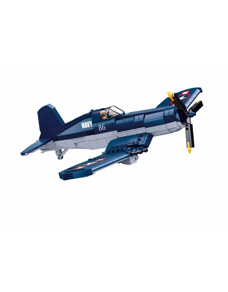 Building Blocks Military MOC WW2 F4U fighter Aircraft Bricks Model Kids DIY Toys - Image 2 of 4