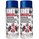 2 x E-Tech BLUE High Temperature XHT VHT Spray Paint Cans Engine Block Exhaust