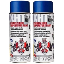 2 x E-Tech BLUE High Temperature XHT VHT Spray Paint Cans Engine Block Exhaust