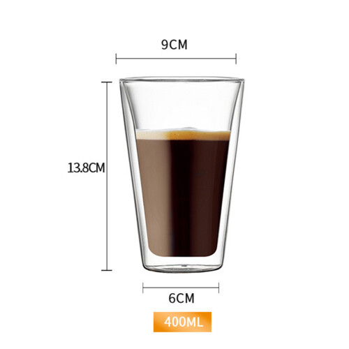 Double Wall Milk Glass Cup Wine Beer Tea Water Coffee Latte Mug Gift 400ml/450ml - Picture 9 of 10