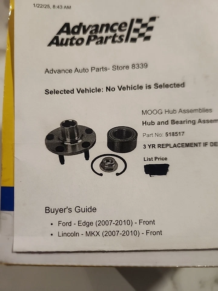 Kit de reparación de buje de rueda para Lincoln MKX 2007-2010 Ford Edge MOOG CONJUNTOS DE BUJE Foto 2 de 4