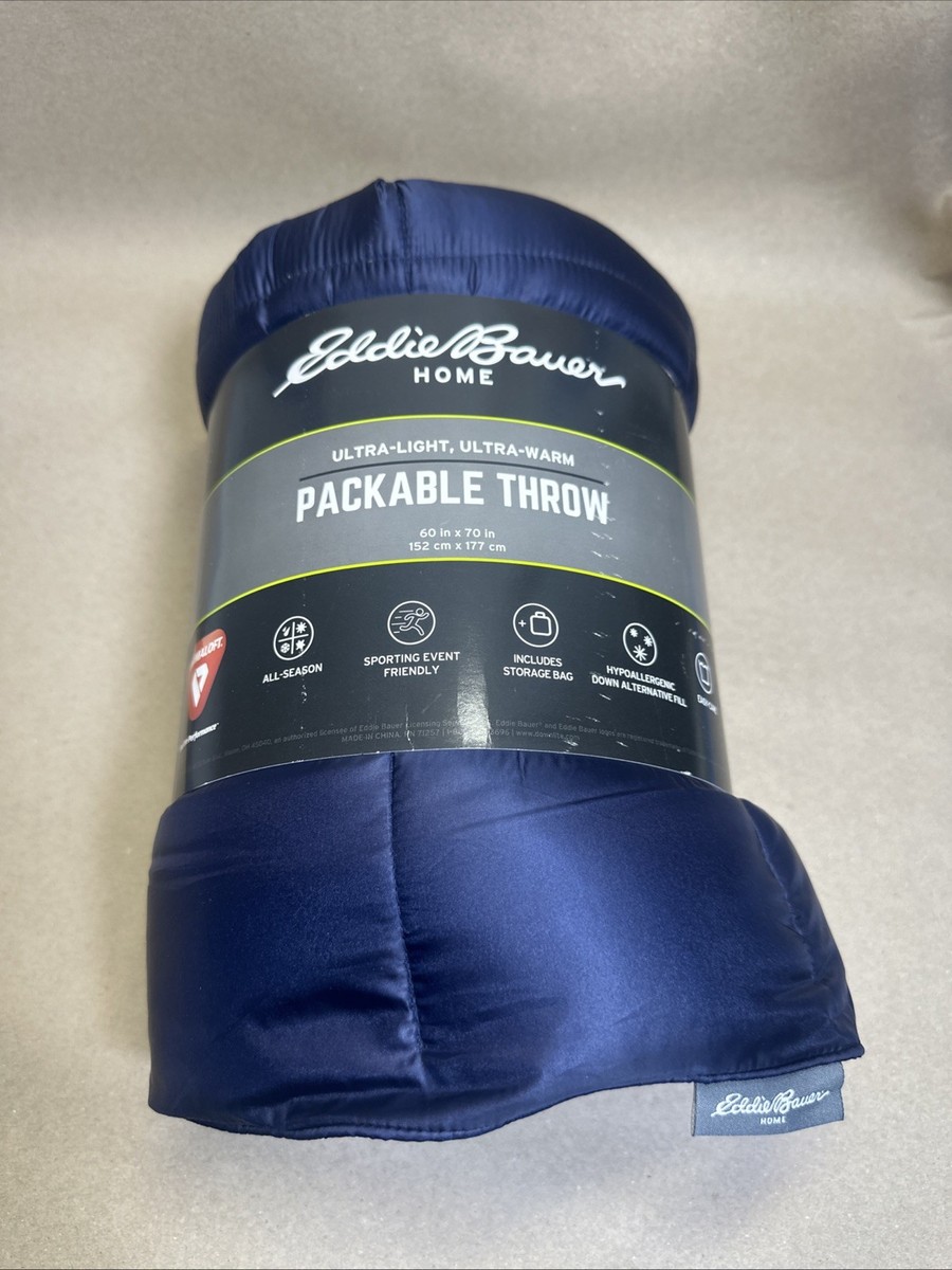 Eddie Bauer Navy Blue Primaloft Throw Blanket 60inx70in | eBay