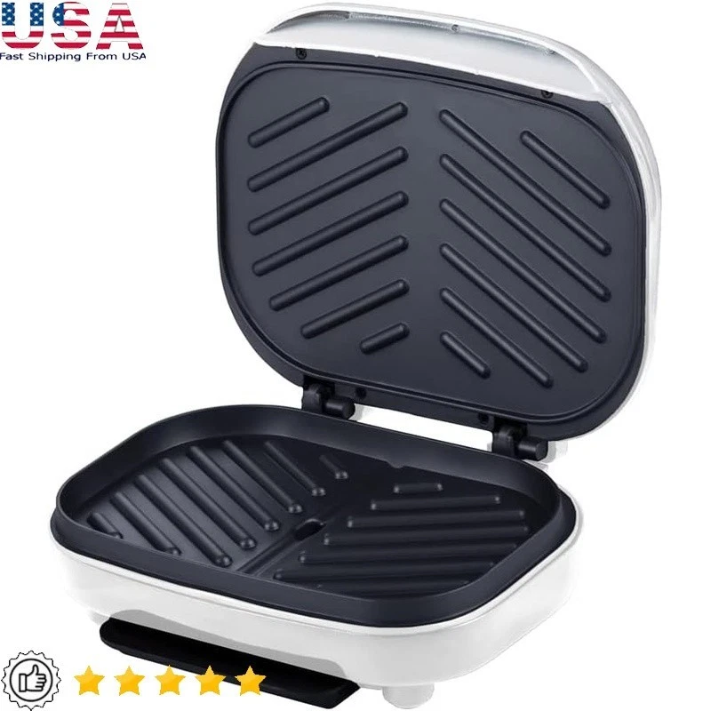 Nonstick Electric Grill W/ Drip Tray Fast Cooking Panini Press 1200W Easy Clean
