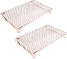 Kingrol 2 Pack Stainless Steel Cooling Racks with Collapsible Folding Legs,... 