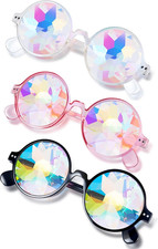 3 Pairs Kaleidoscope Rave Glasses Festivals Goggle Rainbow Sunglass Kaleidoscope