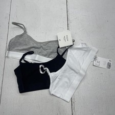 H M Short Top Girls 9-10 Multicolor 3 Pack Solid Cotton Adjustable Sports Bras