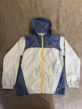 Columbia Lightweight Windbreaker Rain Jacket Full Zip Blue Gray Youth L