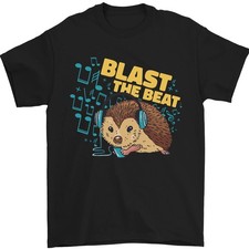 Auriculares DJ Hedgehog Música Pop Camiseta Para Hombre 100% Algodón