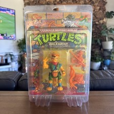 Vintage 1991 Playmates TMNT Walkabout Carded Action Figure Unpunched With Case