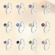 0.5/1CT Colorful Moissanite for Women Engagement Ring Band 925 Sterling Silver