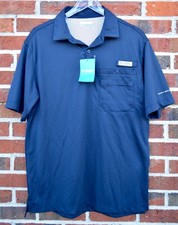 Columbia PFG Golf Mens Large Omni-Wick Flycaster Pocket Polo Shirt Blue 23S41MPB