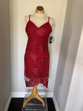 GUESS Red Floral Lace Sheath Dress Sweetheart Neckline Strappy Sleeveless 6 NWT