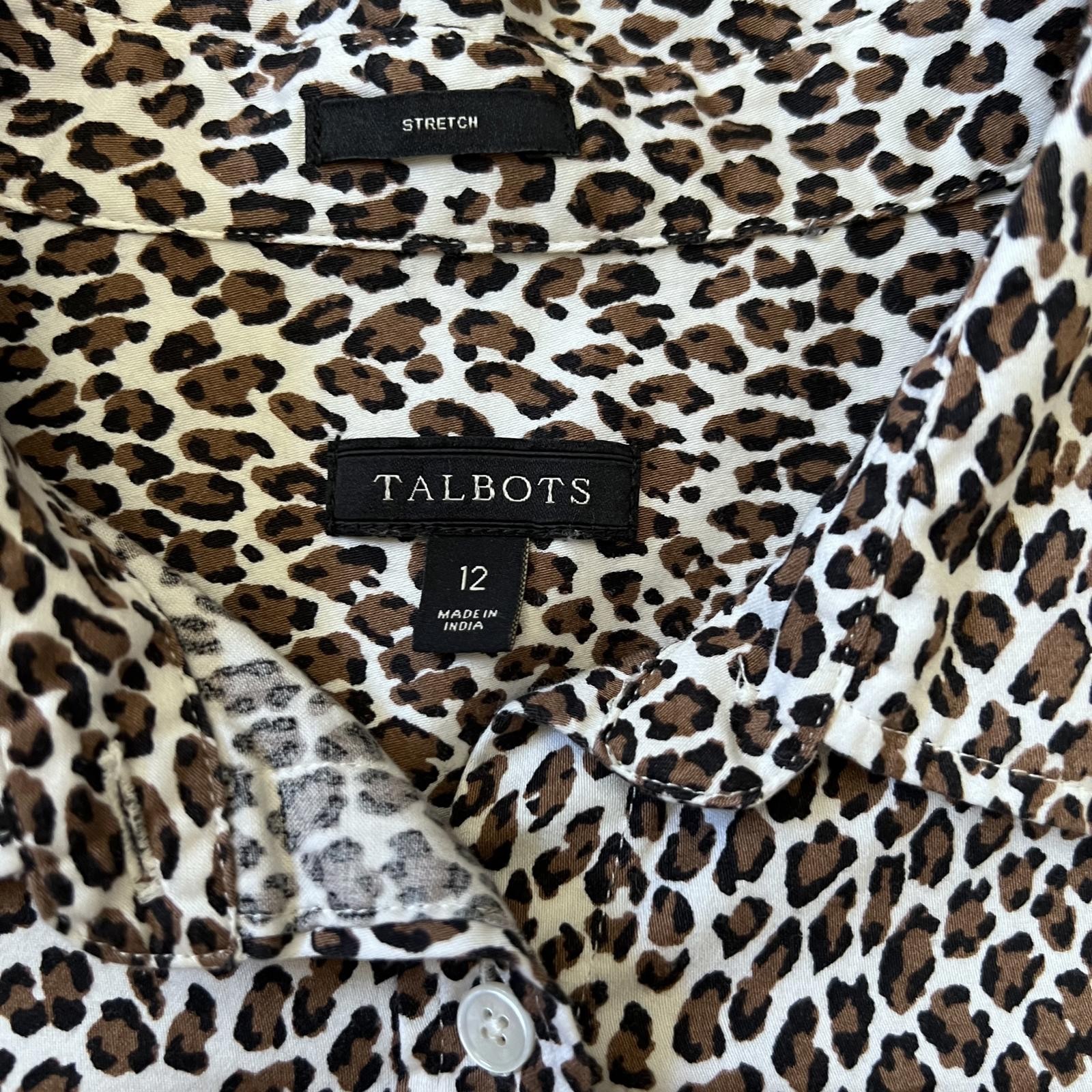 Talbots Leopard Print Button Up Stretch Blouse Wo… - image 2