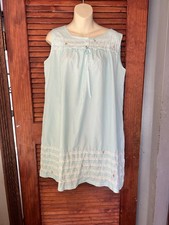 Vintage Katz Shift Nightgown Cotton Lace Ruffle Rosette Sz Med Cottage Core